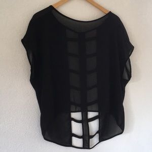 Sheer Black Cutout Shirt